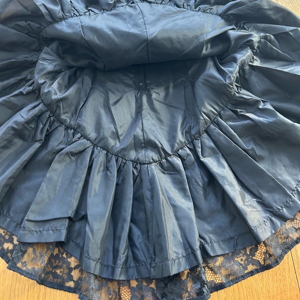 Vintage Chia Leather Corset Lace Tiered Ruffle Dress 90s Korea Rocker Punk Sz 12 - Picture 9 of 13